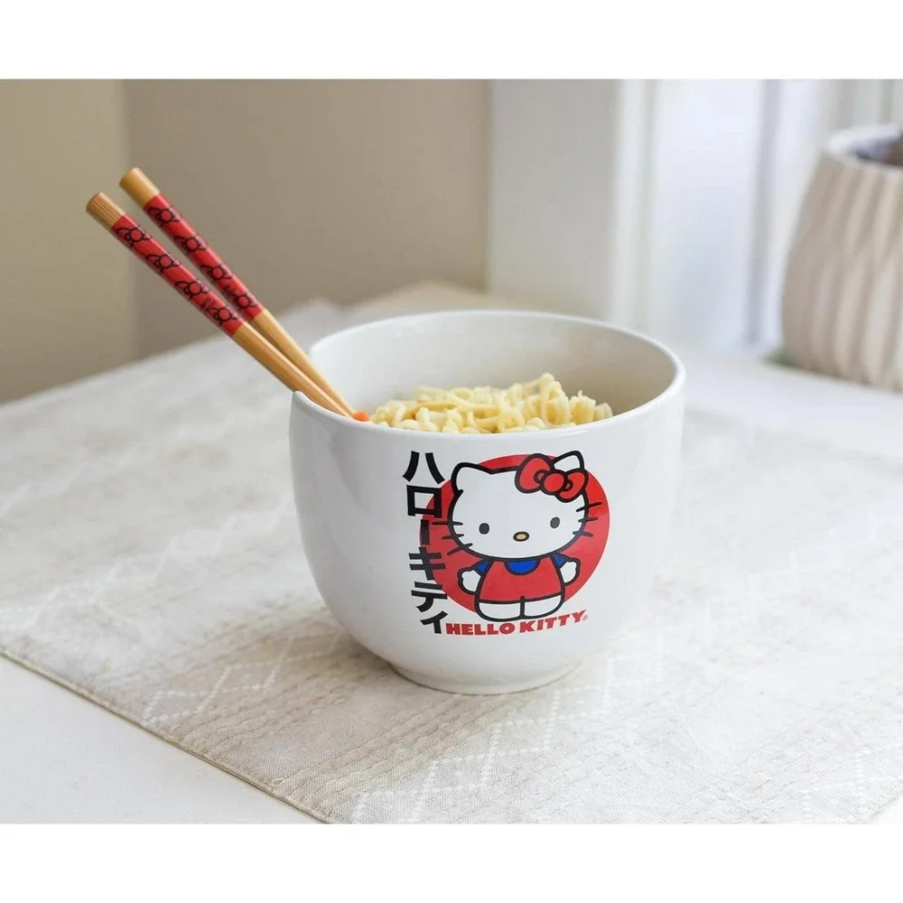 Silver Buffalo Sanrio Hello Kitty Japanese Ceramic Ramen Noodle Rice‎ Bowl